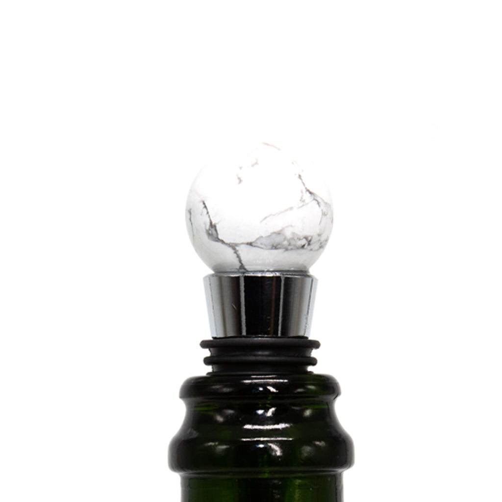 Howlite Sphere Bottle Stopper