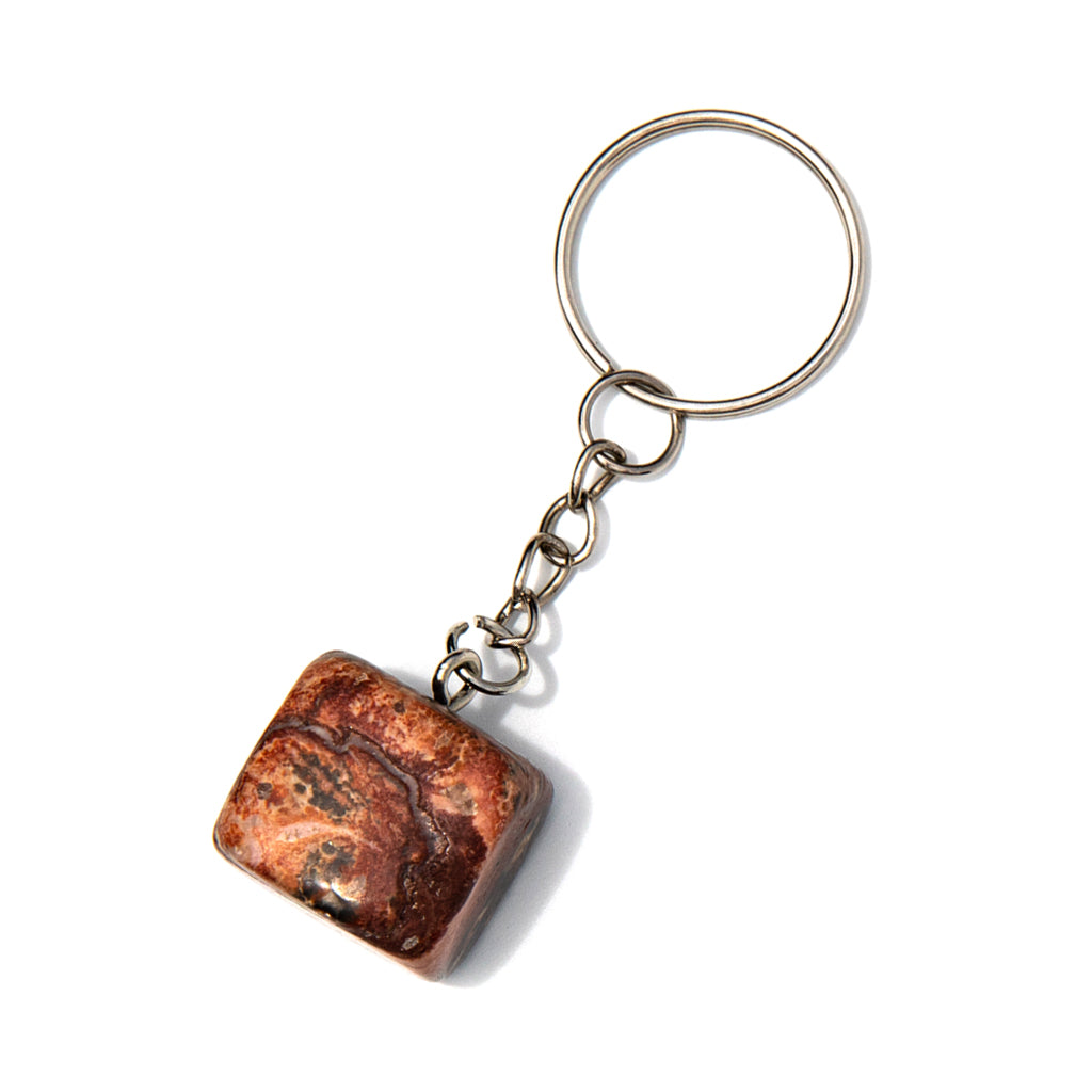 Key Chain Cube - Leopard Skin Jasper