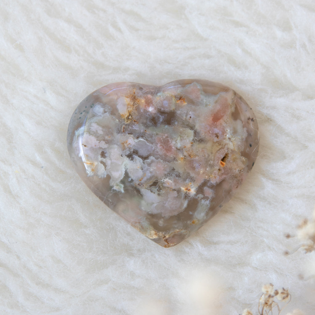 Sakura Agate Heart - Flower garden