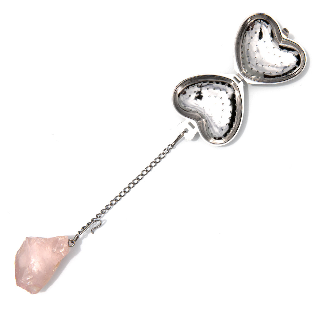 Crystal Tea Infuser Silver - Rose Quartz